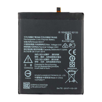 Batterie polymère Li-ion HEX17 pour Nokia 6 TA-1000 TA-1003 TA-1021 TA-1025 TA-1033 TA-1039