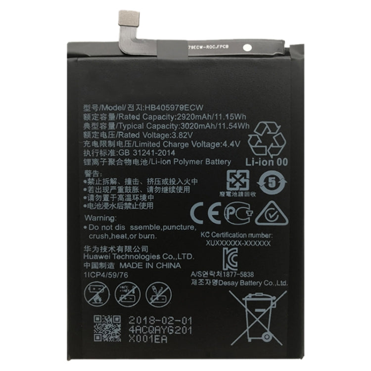 Batterie polymère Li-ion HB405979ECW pour Huawei Nova / Enjoy 6S / Honor 6C / Y5 2017 / P9 Lite