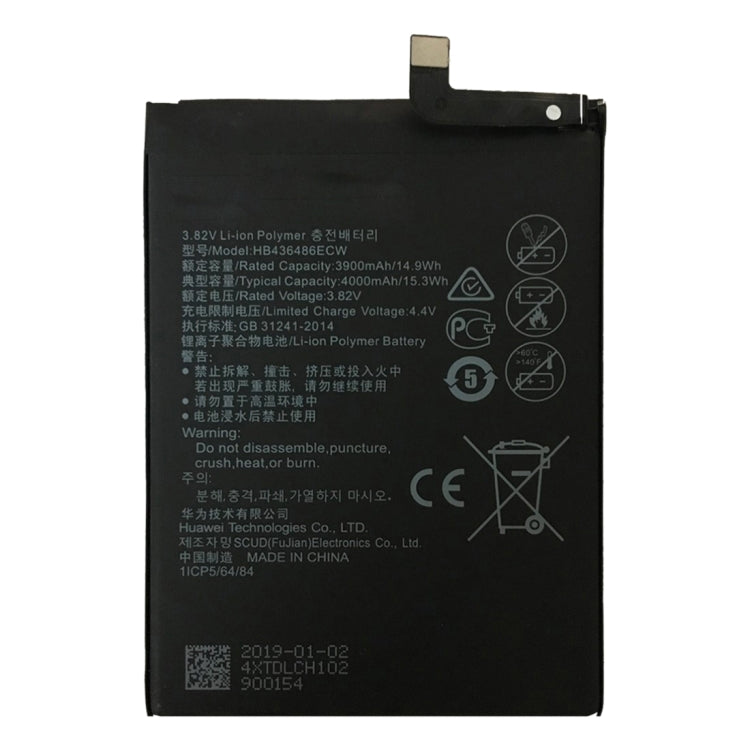 Batterie polymère Li-ion HB436486ECW pour Huawei Mate 10 / Mate 10 Pro / Mate 10 Lite / P20 Pro / P30 Pro