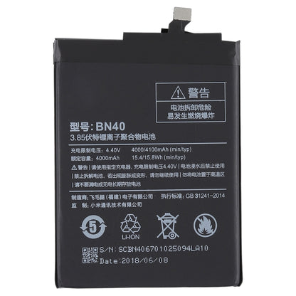 4000mAh BN40 pour batterie Li-Polymère Xiaomi Redmi 4 Prime