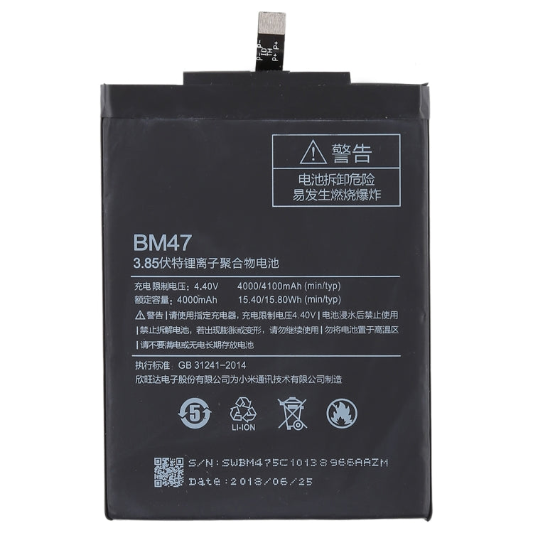 4000mAh BM47 pour batterie Li-Polymère Xiaomi Redmi 3