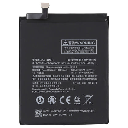 Batterie Li-Polymère 3000mAh BN31 pour Xiaomi Mi 5X / Note 5A