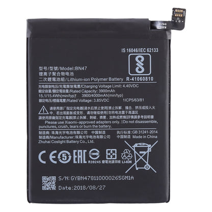 3900mAh BN47 pour batterie Li-Polymère Xiaomi Redmi 6 Pro