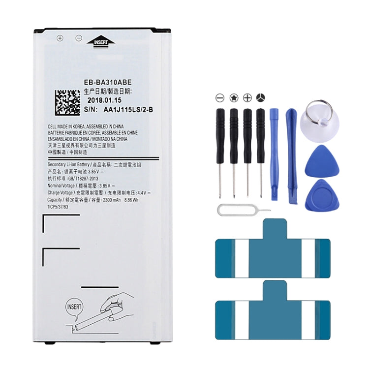 Batterie Li-ion rechargeable 2300mAh EB-BA310ABE pour Galaxy A3 (2016), A310F, A310F/DS, A310M, A310M/DS, A310Y