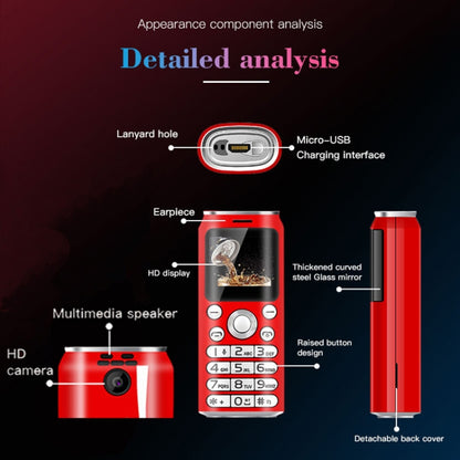 1,0 pouces, casque mains libres Bluetooth Dialer, musique MP3, double SIM, réseau: 2G