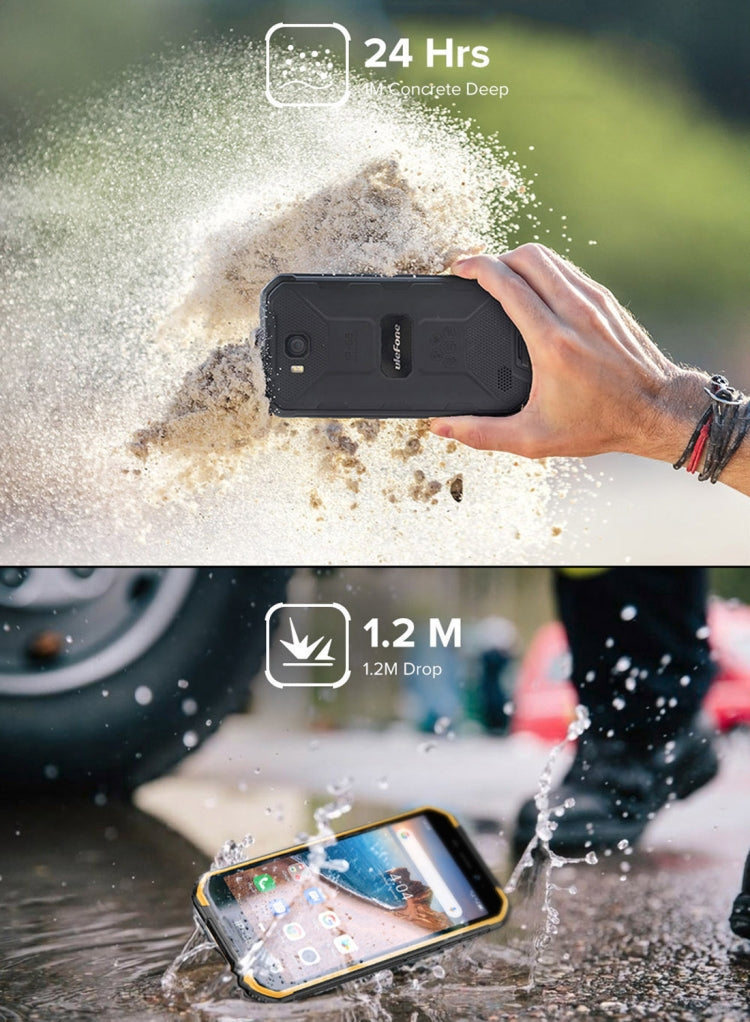 IP68/IP69K étanche à la poussière, aux chocs, identification faciale, batterie 4000 mAh, 5,0 pouces Android 9.0 MTK6580A/W Quad Core jusqu'à 1,3 GHz, réseau : 3G, Armor X6 2GB+16GB