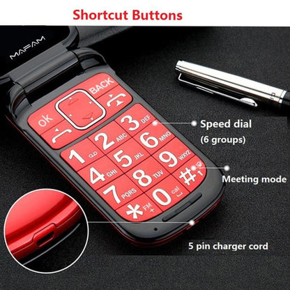 2,4 pouces, 32 Mo + 32 Mo, prise en charge FM, SOS, GSM, numéro de famille, grandes touches, double SIM, EU Plug