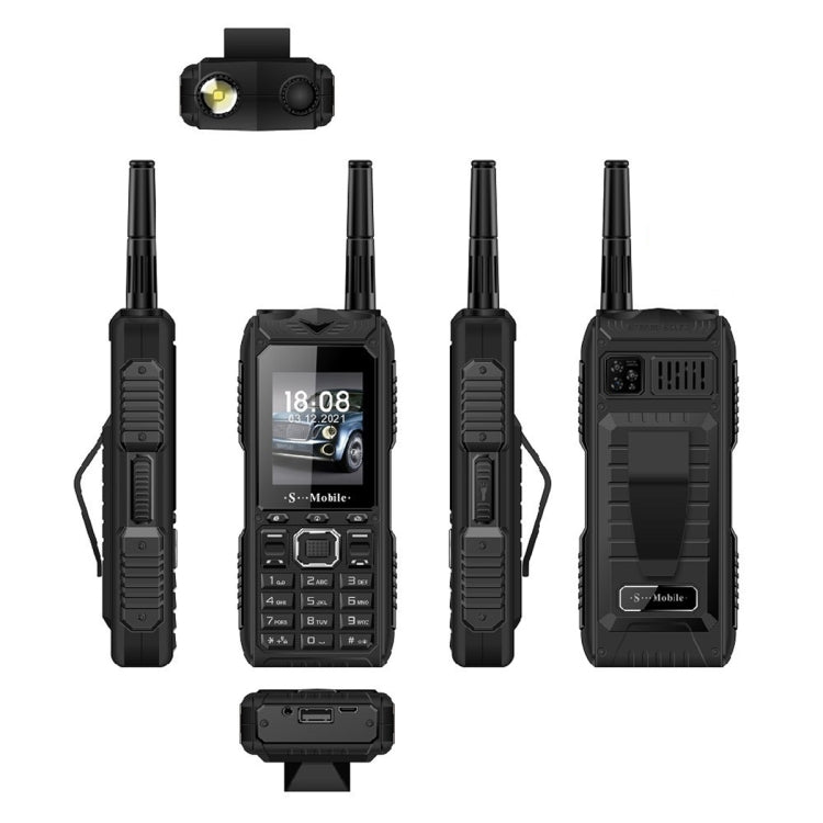 Étanche aux chocs et à la poussière, batterie 2400 mAh, 2.2.pouces, 21 touches, lampe de poche LED, FM, Quad SIM, avec antenne