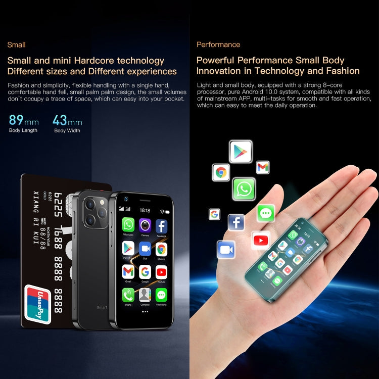 Reconnaissance faciale, 3,0 pouces Android 10.0 MTK6750 Octa Core, Bluetooth, WiFi, FM, OTG, Réseau : 4G, Double SIM, Prise en charge de Google Play, 2GB+16GB