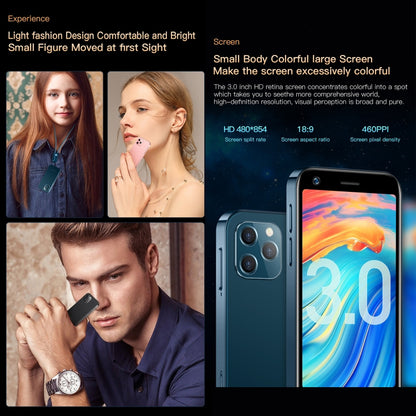 Reconnaissance faciale, 3,0 pouces Android 10.0 MTK6750 Octa Core, Bluetooth, WiFi, FM, OTG, Réseau : 4G, Double SIM, Prise en charge de Google Play, 2GB+16GB