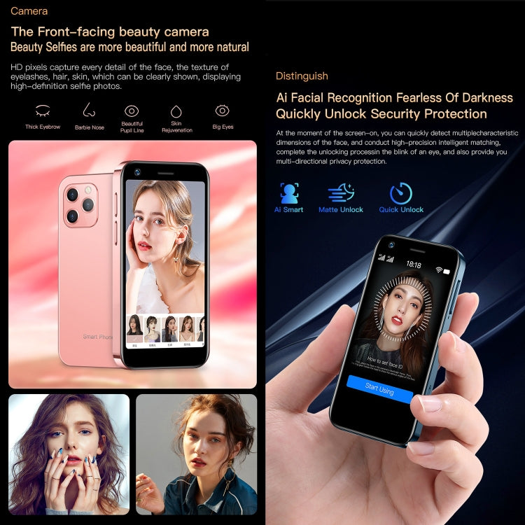 Reconnaissance faciale, 3,0 pouces Android 10.0 MTK6750 Octa Core, Bluetooth, WiFi, FM, OTG, Réseau : 4G, Double SIM, Prise en charge de Google Play, 2GB+16GB