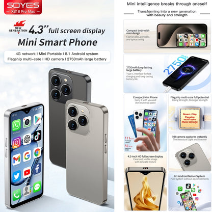 SOYES XS18 Pro Max, 2 Go + 16 Go, Face ID, 4,3 pouces Android 8.1 MTK6737A Quad Core, Réseau : 4G, OTG, Double SIM, XS18 Pro Max