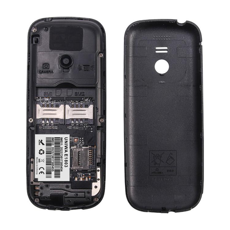 Téléphone à clavier pour personnes âgées UNIWA E1803, 1,77 pouces SC6531E, lampe de poche LED, 21 touches, réseau : 2G, prise UE