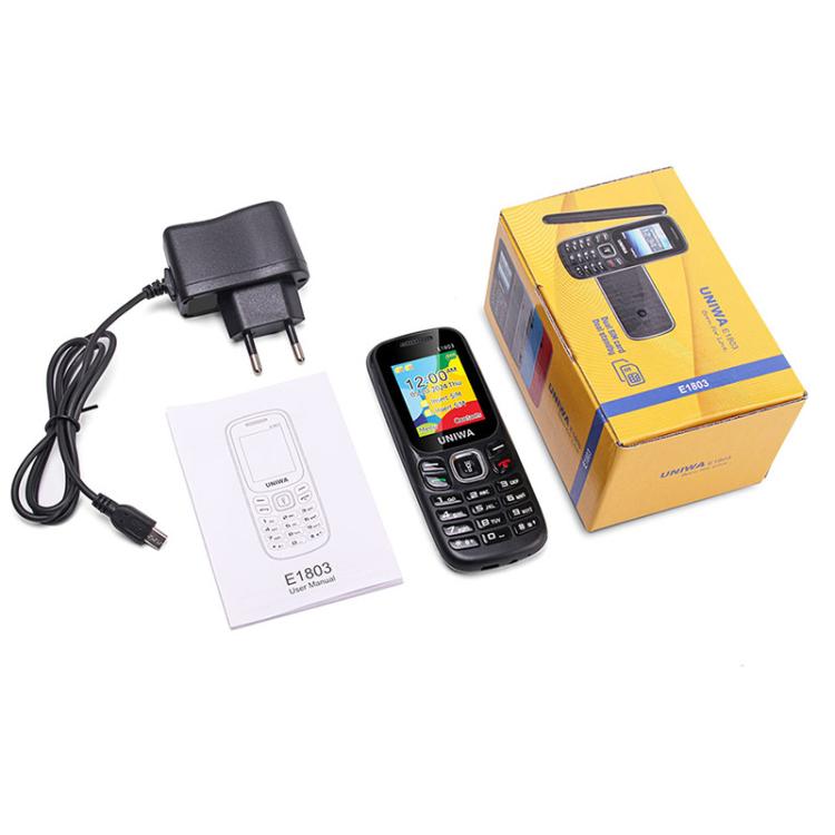 Téléphone à clavier pour personnes âgées UNIWA E1803, 1,77 pouces SC6531E, lampe de poche LED, 21 touches, réseau : 2G, prise UE
