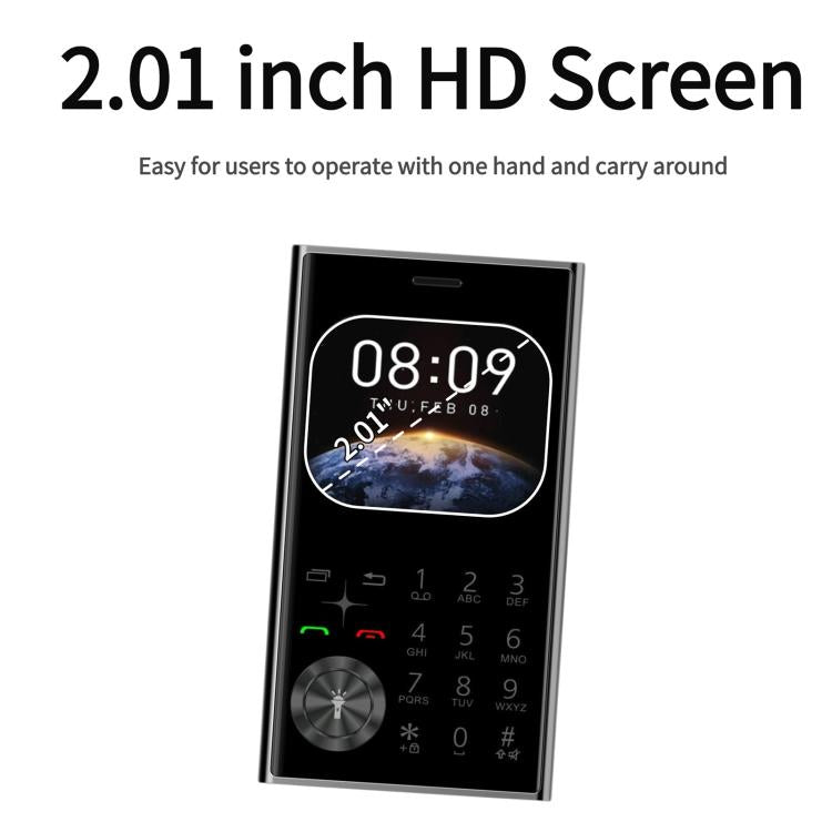 Téléphone portable V8 Card, 2,01 pouces, MTK6261D, compatible Bluetooth, FM, torche, GSM, double SIM