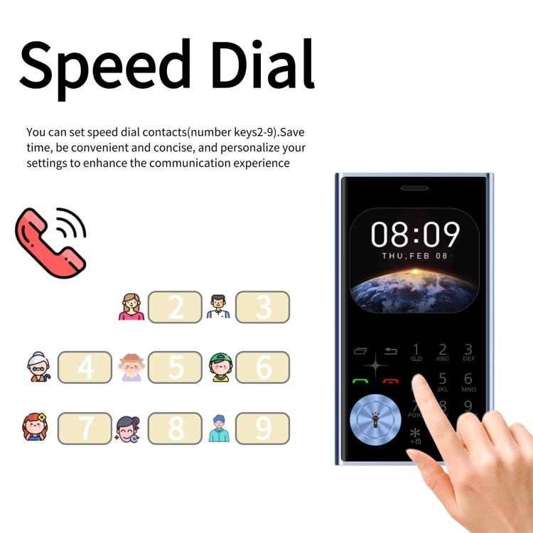 Téléphone portable V8 Card, 2,01 pouces, MTK6261D, compatible Bluetooth, FM, torche, GSM, double SIM