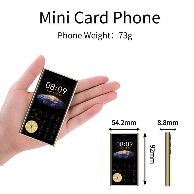 Téléphone portable V8 Card, 2,01 pouces, MTK6261D, compatible Bluetooth, FM, torche, GSM, double SIM