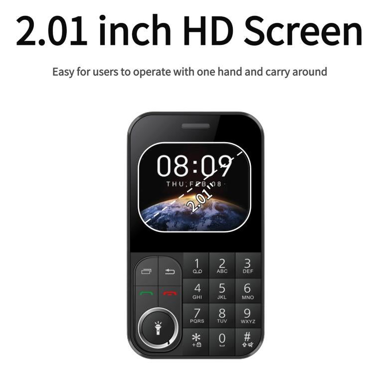Téléphone portable V9 Card, 2,01 pouces, MTK6261D, prise en charge Bluetooth, FM, torche, GSM, double SIM