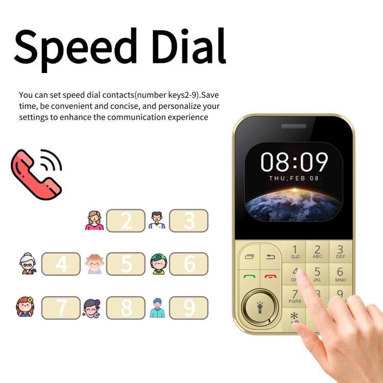 Téléphone portable V9 Card, 2,01 pouces, MTK6261D, prise en charge Bluetooth, FM, torche, GSM, double SIM