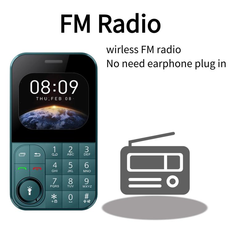 Téléphone portable V9 Card, 2,01 pouces, MTK6261D, prise en charge Bluetooth, FM, torche, GSM, double SIM