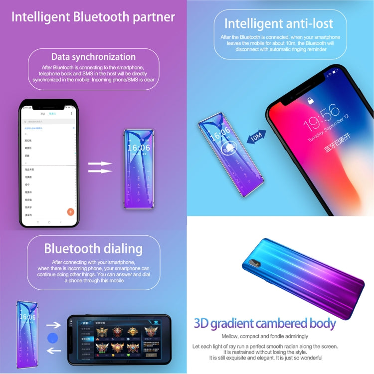 Ulcool V99, 1,54 pouces, MTK6261D, prise en charge de la synchronisation Bluetooth, numérotation Bluetooth, FM, anti-perte, GSM, double SIM