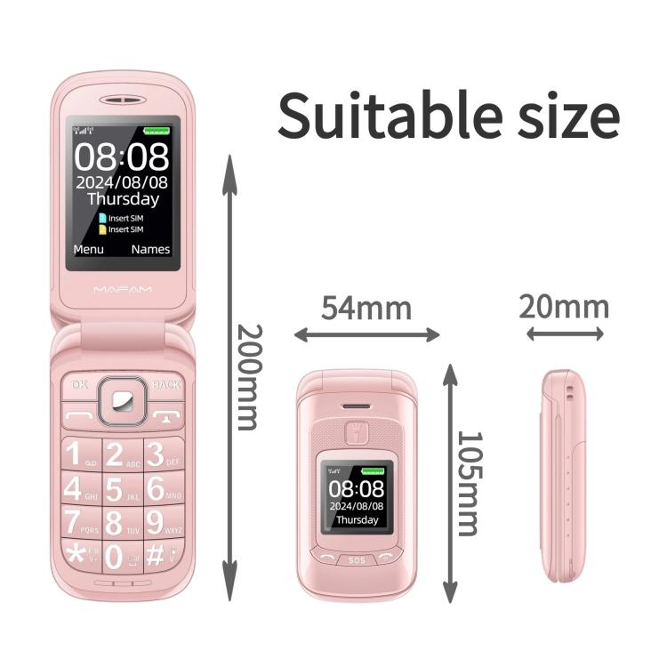 Téléphone à clapet Mafam F899, 2,4 pouces, 32 Mo + 32 Mo, radio FM, SOS, GSM, numéro de famille, grandes touches, double SIM, prise britannique, UK Plug