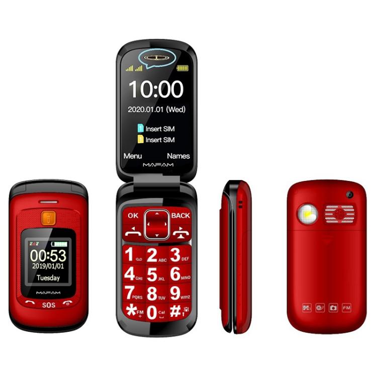 Téléphone à clapet Mafam F899, 2,4 pouces, 32 Mo + 32 Mo, radio FM, SOS, GSM, numéro de famille, grandes touches, double SIM, prise britannique, UK Plug