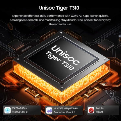 Blackview WAVE 7C, 4 Go + 64 Go, écran 6,56 pouces, Android 16, processeur quadricœur Unisoc UMS312 Tiger T310, réseau : 4G, OTG, 4GB+64GB