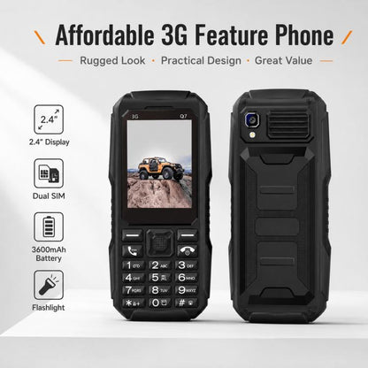 Téléphone à touches Q7 3G, batterie 3600 mAh, écran 2,4 pouces, SOS, 21 touches, double SIM, réseau 3G, compatible WhatsApp et Facebook