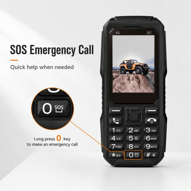 Téléphone à touches Q7 3G, batterie 3600 mAh, écran 2,4 pouces, SOS, 21 touches, double SIM, réseau 3G, compatible WhatsApp et Facebook