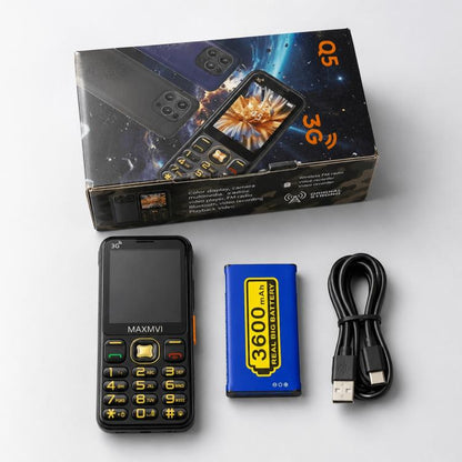 Téléphone à touches Q5 3G, batterie 3600 mAh, écran 2,4 pouces, SOS, 21 touches, double SIM, réseau 3G, compatible WhatsApp et Facebook