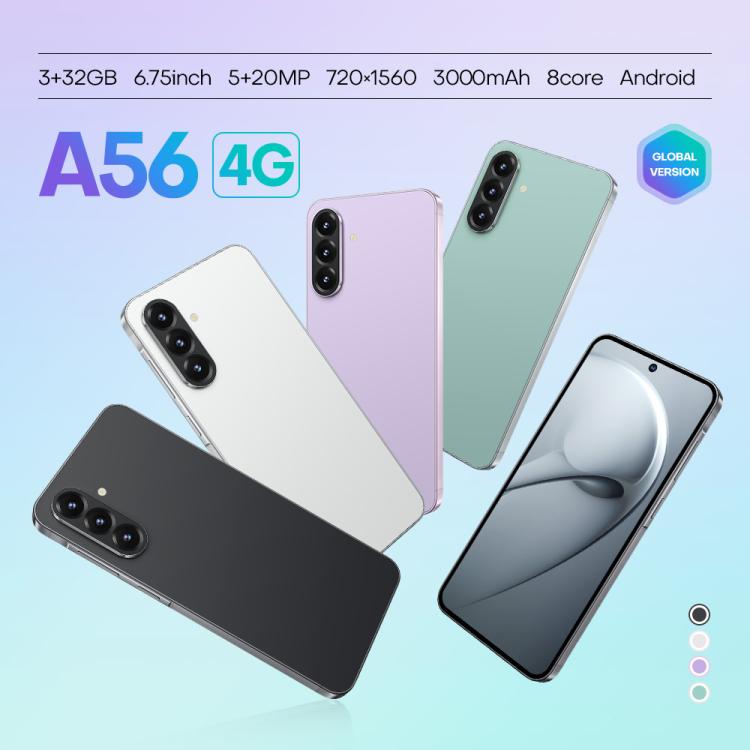 A56 / F56, 3 Go + 32 Go, écran 6,75 pouces, Android 8.1, processeur octocœur MTK6753, réseau 4G, double SIM, prise américaine, US Plug
