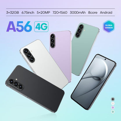 A56 / F56, 3 Go + 32 Go, écran 6,75 pouces, Android 8.1, processeur octocœur MTK6753, réseau 4G, double SIM, prise américaine, US Plug