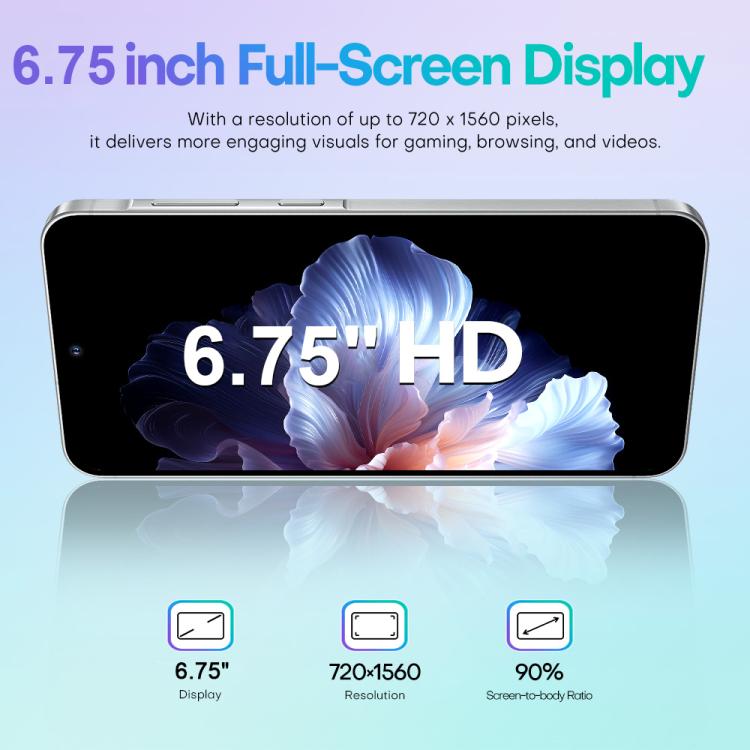 A56 / F56, 3 Go + 32 Go, écran 6,75 pouces, Android 8.1, processeur octocœur MTK6753, réseau 4G, double SIM, prise américaine, US Plug