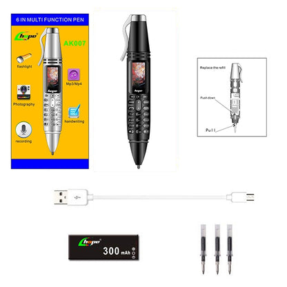 Stylo d'enregistrement multifonctionnel à réduction de bruit à distance avec écran couleur de 0,96 pouces, double SIM, double veille, prise en charge Bluetooth, GSM, lumière LED, écriture manuscrite