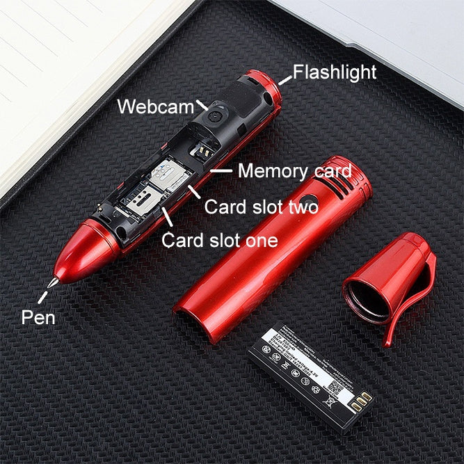 Stylo d'enregistrement multifonctionnel à réduction de bruit à distance avec écran couleur de 0,96 pouces, double SIM, double veille, prise en charge Bluetooth, GSM, lumière LED, écriture manuscrite