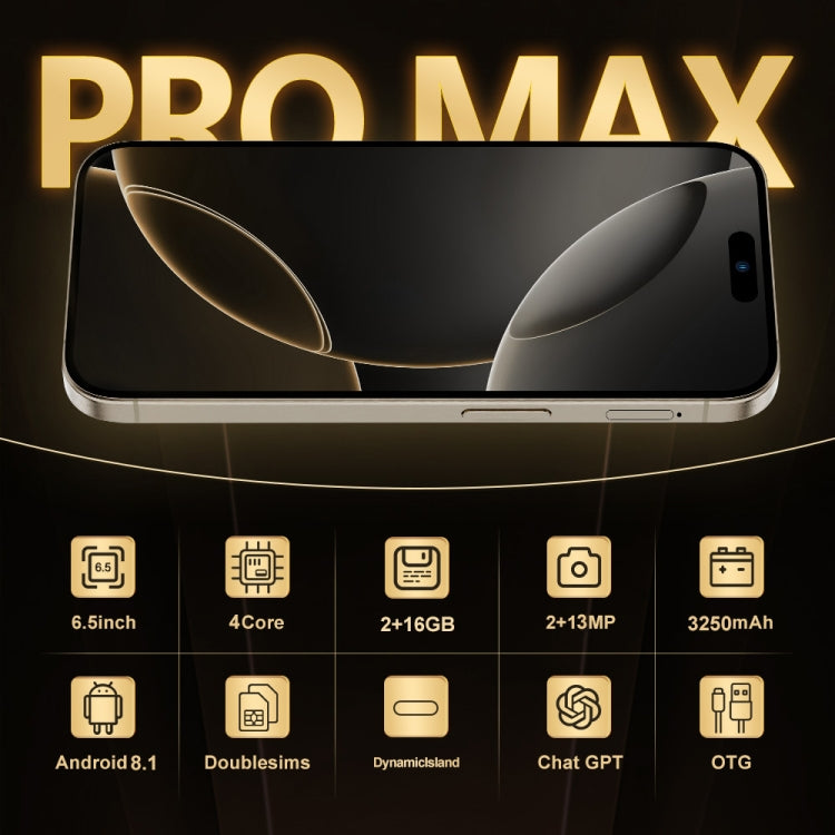 i16 Pro Max / Q5, 2 Go + 16 Go, écran 6,5 pouces, identification faciale, Android 8.1 MTK6580P Quad Core, réseau : 3G, double SIM, prise britannique, i16 Pro Max / Q5, UK Plug