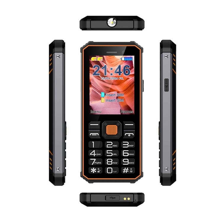 Téléphone à clavier robuste UNIWA S2 IP68, 2,4 pouces Mediatek MT6261, batterie 2500 mAh, 21 touches, réseau : 2G