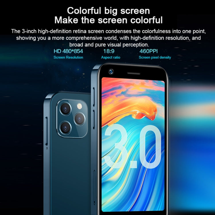 Reconnaissance faciale, 3,0 pouces Android 9.0 MTK6737M Quad Core jusqu'à 1,1 GHz, Bluetooth, WiFi, FM, Réseau : 4G, Double SIM, 3GB+32GB