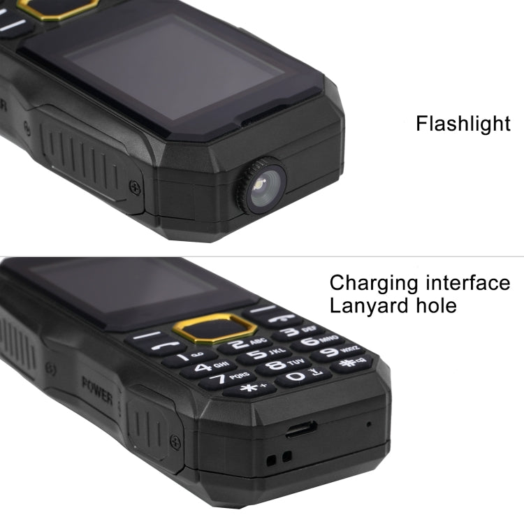 Étanche aux chocs et à la poussière, batterie 5800 mAh, 1,8 pouces, 21 touches, lampe de poche LED, double SIM