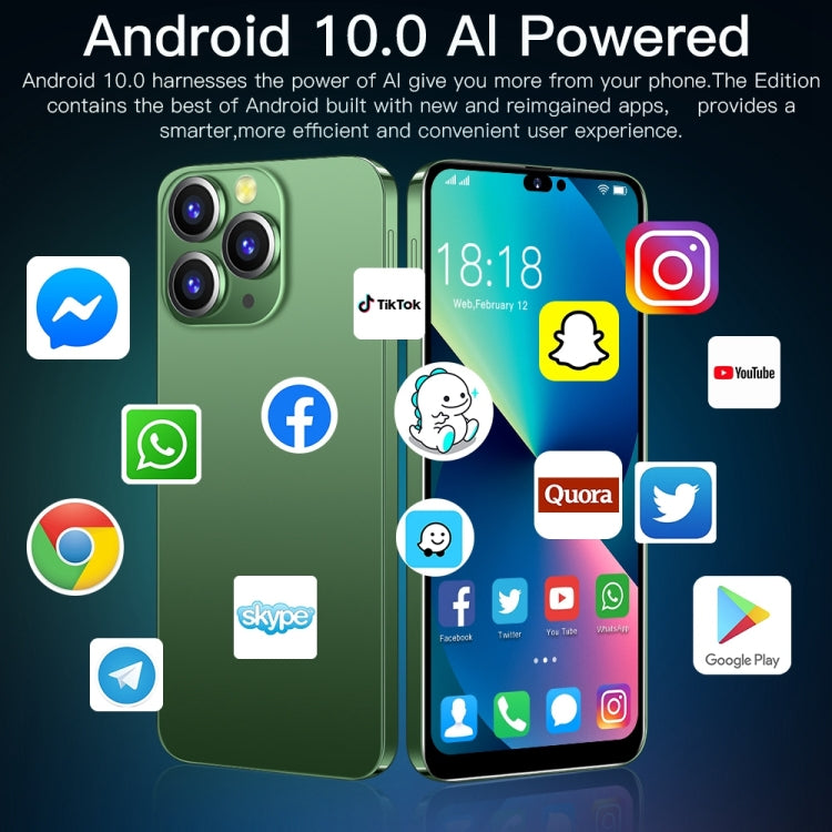 Identification faciale, Android 10 MTK6737 Quad Core, Réseau : 4G, i14 Pro Max N86 2GB+16GB