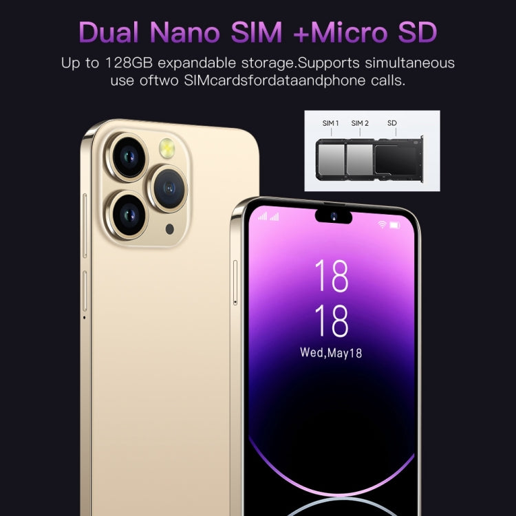 Identification faciale, Android 6.0 Spreadtrum 7731G Quad Core, réseau : 3G, double SIM, avec carte TF de 64 Go, i14 Pro Max N85+ 2GB+16GB