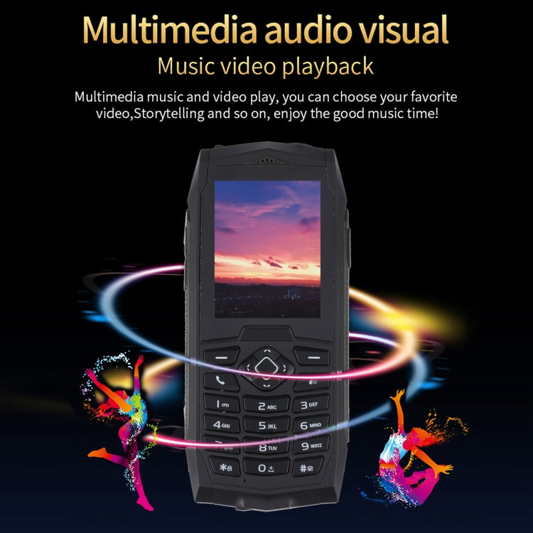 IP68 étanche à la poussière et aux chocs, 2,4 pouces, MTK6261D, batterie 2000 mAh, SOS, FM, double SIM
