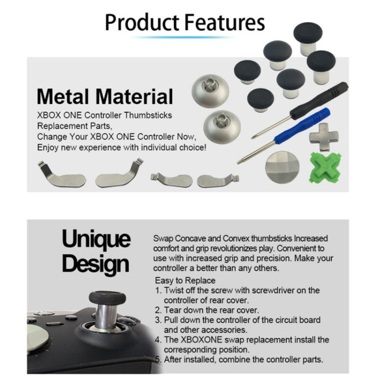 Accessoires de remplacement de clé de poignée de contrôleur de jeu de 18 pièces pour Xbox One ELITE