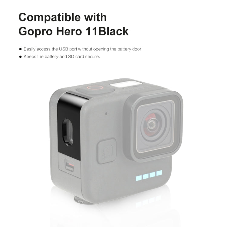 Couvercle d'interface latéral de batterie en métal noir Mini PULUZ pour GoPro Hero11