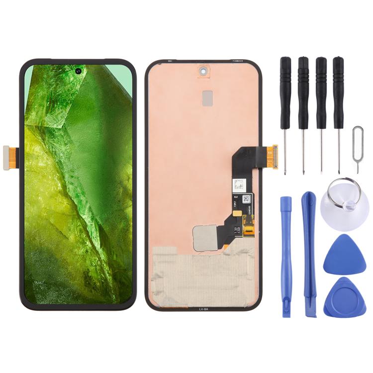 Écran LCD d'origine complet avec cadre et nappe de connexion pour lecteur d'empreintes digitales, compatible avec Google Pixel 8A GKV4X G6GPR G8HHN., For Google Pixel 8A(Original)