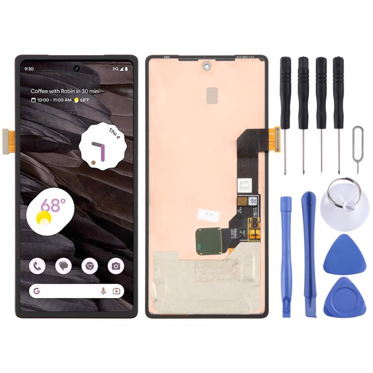 Écran LCD d'origine complet avec cadre et nappe de connexion pour lecteur d'empreintes digitales, compatible avec Google Pixel 7a (GWKK3, GHL1X, G0DZQ, G82U8)., For Google Pixel 7a(Original)
