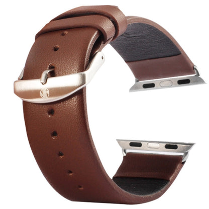 Kakapi pour Apple Watch 42 mm Texture subtile Boucle brossée Bracelet de montre en cuir véritable avec connecteur
