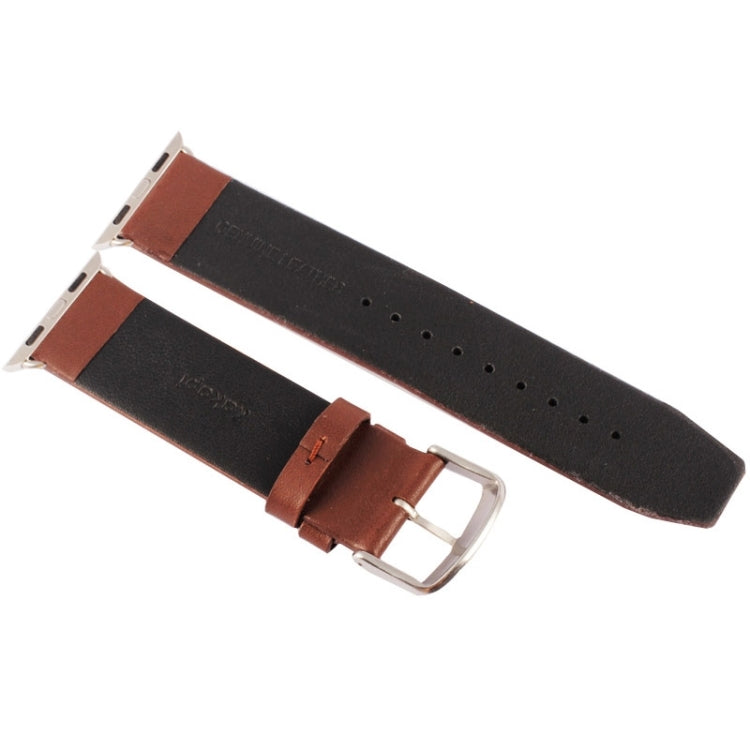 Kakapi pour Apple Watch 42 mm Texture subtile Boucle brossée Bracelet de montre en cuir véritable avec connecteur
