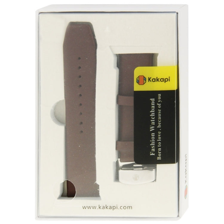 Kakapi pour Apple Watch 42 mm Texture subtile Boucle brossée Bracelet de montre en cuir véritable avec connecteur